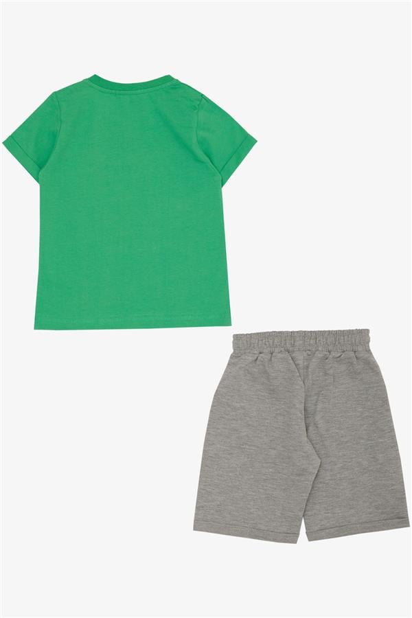 Boys' Playtime Shorts Set with Happy Animals Print, Green (Ages 1-4)