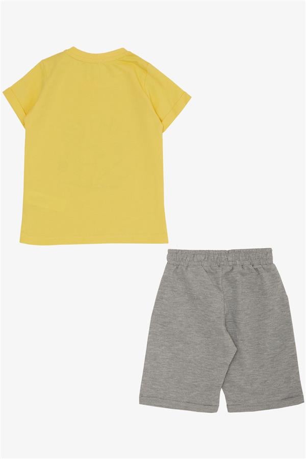 Boys' Playtime Shorts Set with Happy Animals Print, Yellow (Ages 1-4)
