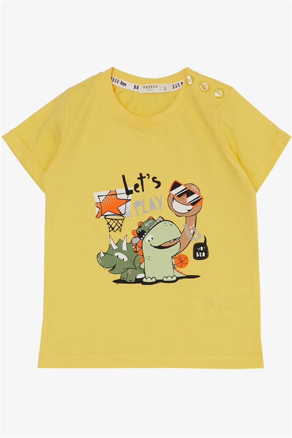 Boys' Playtime Shorts Set with Happy Animals Print, Yellow (Ages 1-4)
