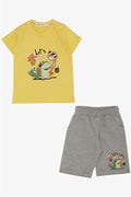 Boys' Playtime Shorts Set with Happy Animals Print, Yellow (Ages 1-4)
