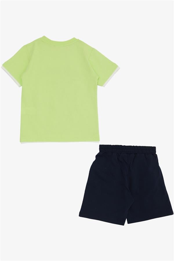 Boys' Shorts Set with Cute Free-spirited Skateboarding Puppy Print, Pistachio Green (Ages 2-6)