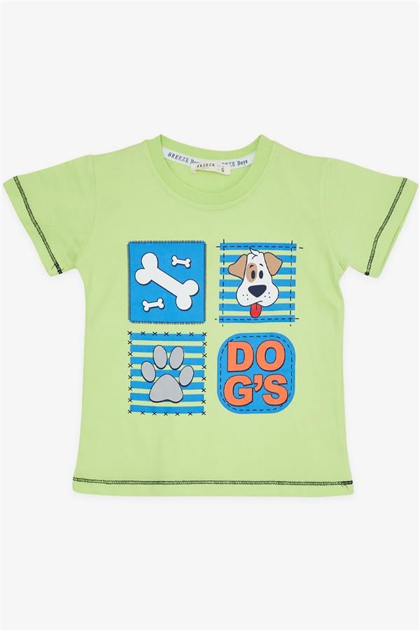 Boys' Shorts Set, Cute Puppy, Pistachio Green (Ages 1-4)