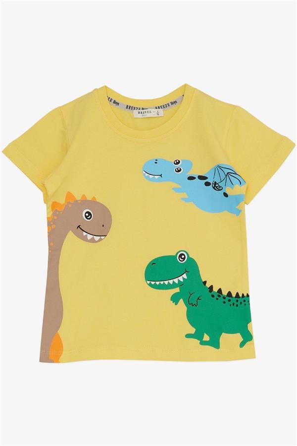 Boys' Shorts Set with Cute Dinosaur Friends Print, Yellow (Ages 1.5-5)