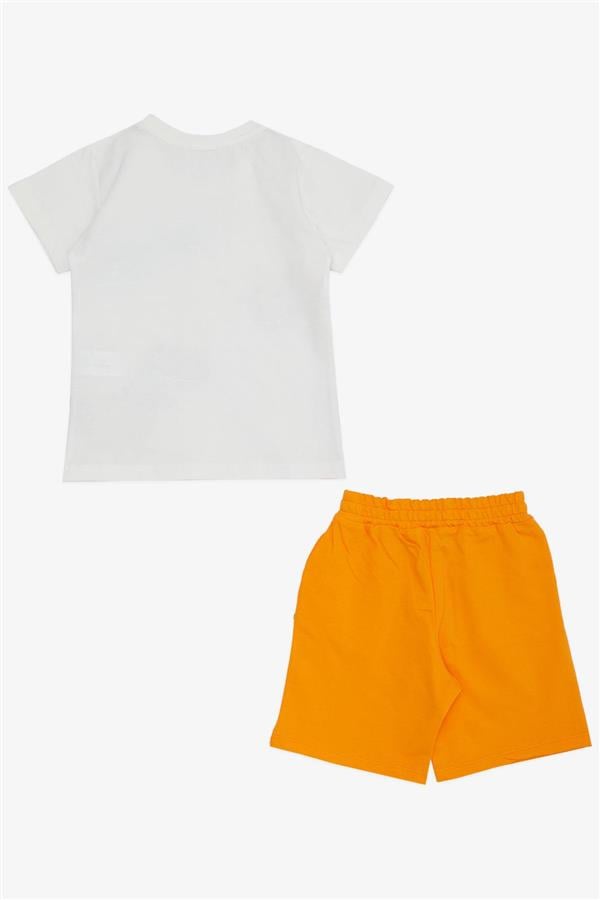 Baby Boy Shorts Set with Cute Dinosaur Friends Print, White (1.5-2 Years)