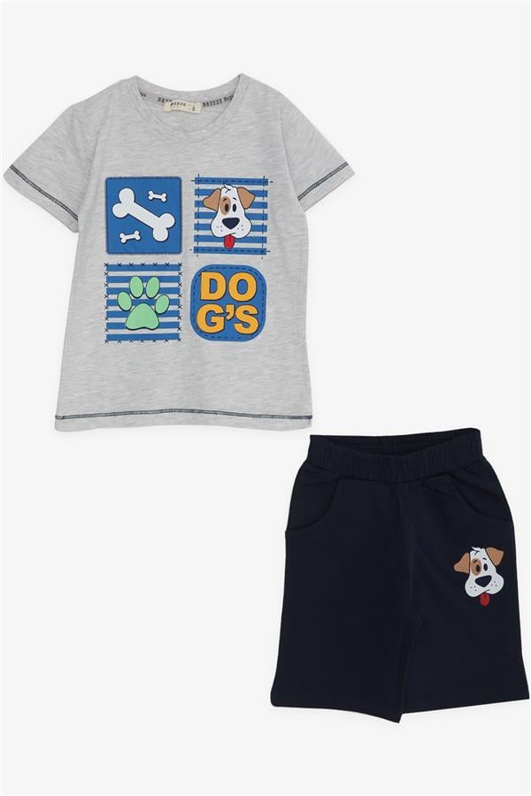 Boys' Shorts Set Cute Puppy Light Grey Melange (Ages 1-4)