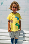Boys' Shorts Set with Cute Dinosaur Friends Print, Yellow (Ages 1.5-5)