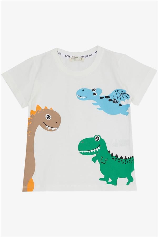 Baby Boy Shorts Set with Cute Dinosaur Friends Print, White (1.5-2 Years)