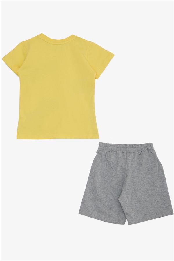 Boys' Shorts Set with Cute Dinosaur Friends Print, Yellow (Ages 1.5-5)