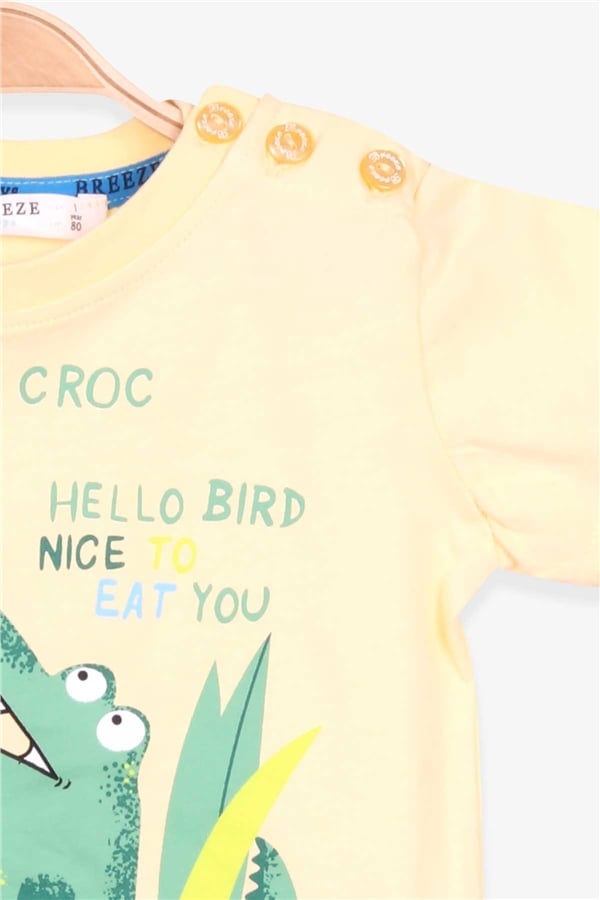 Baby Boy Shorts Set with Crocodile Print, Yellow (1-2 Years)