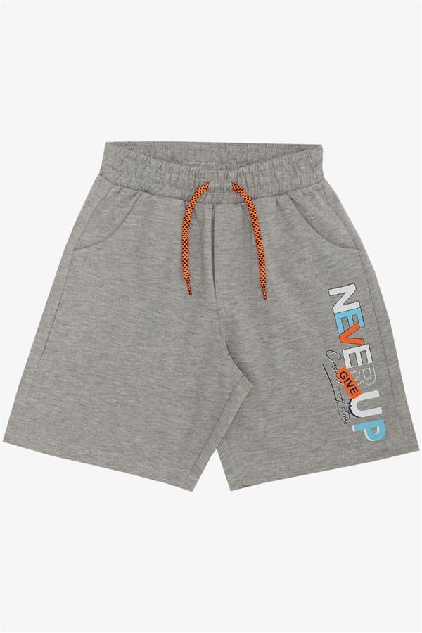 Boys' Shorts Set with Printed Text and Pockets, Yellow (Ages 8-14)