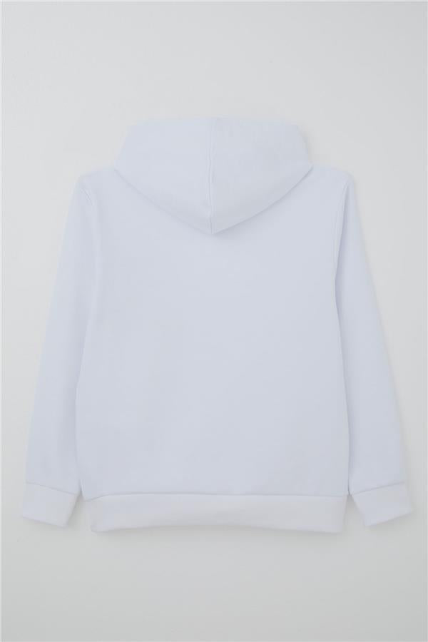 Boys' Sweatshirt with Letter A Embroidered Embroidered Patch, White (Ages 9-14)