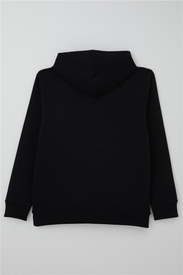 Boys' Sweatshirt with Embroidered Letter A, Black (Ages 9-14)