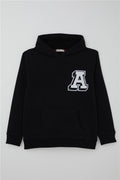 Boys' Sweatshirt with Embroidered Letter A, Black (Ages 9-14)