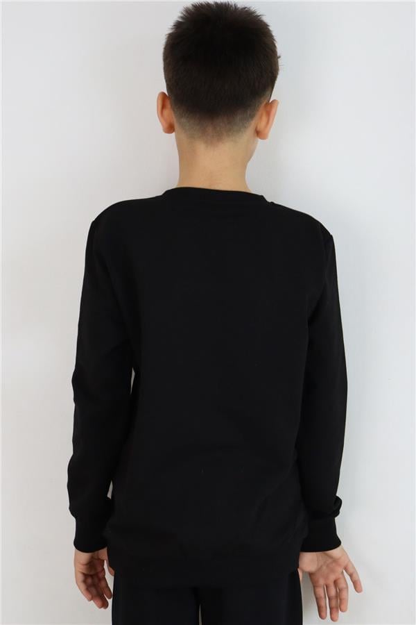 Boys' Sweatshirt with Flap Pocket Detail, Black (Ages 6-12)