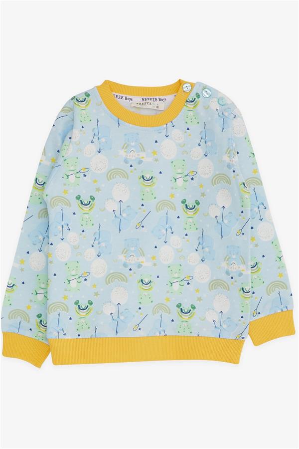 Boys' Sweatshirt with Cheerful Teddy Bear Design, Light Blue (1.5-5 Years)