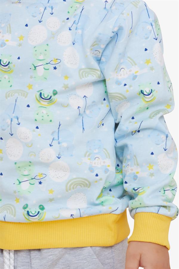 Boys' Sweatshirt with Cheerful Teddy Bear Design, Light Blue (1.5-5 Years)