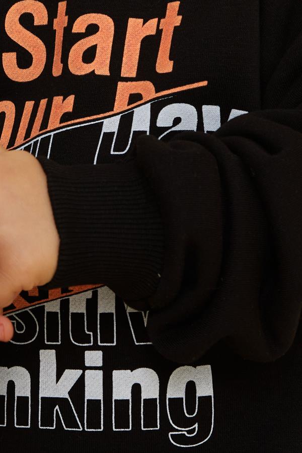 Boys' Sweatshirt with Text Print, Black (Ages 2-3)