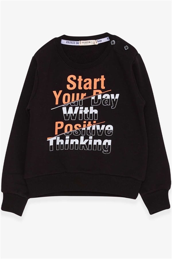 Boys' Sweatshirt with Text Print, Black (Ages 2-3)