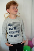 Boys' Sweatshirt with Text Print, Dark Grey Melange (Ages 8-9)