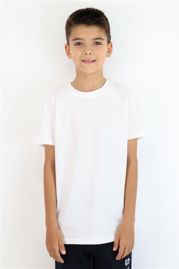 Boys' Basic T-Shirt, Off-White (Ages 4-14)