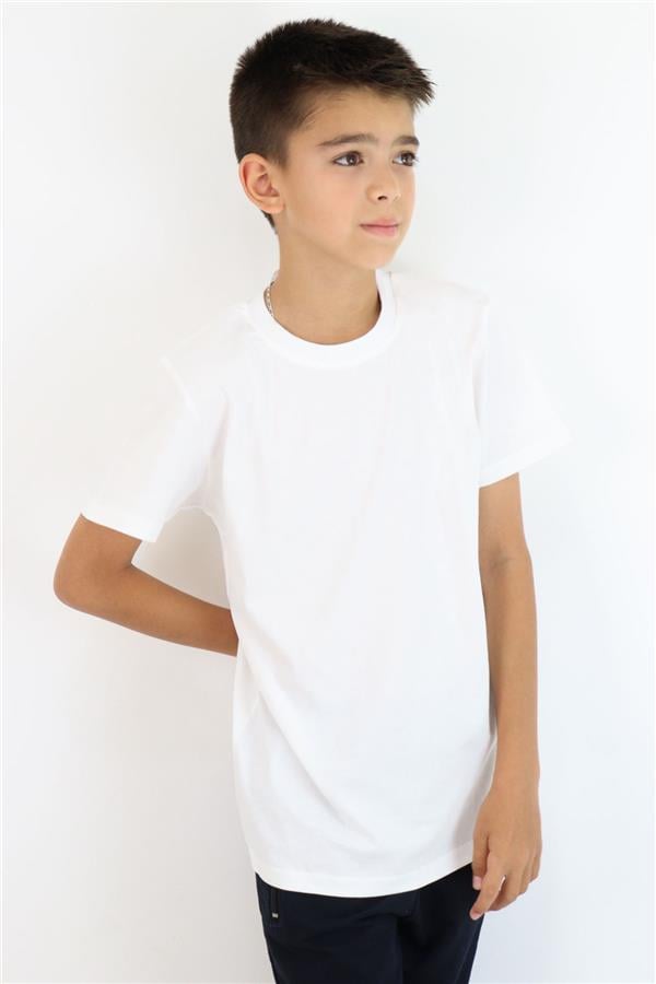 Boys' Basic T-Shirt, Off-White (Ages 4-14)