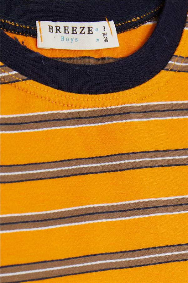 Boys' Striped T-Shirt Mustard Yellow (Ages 3)