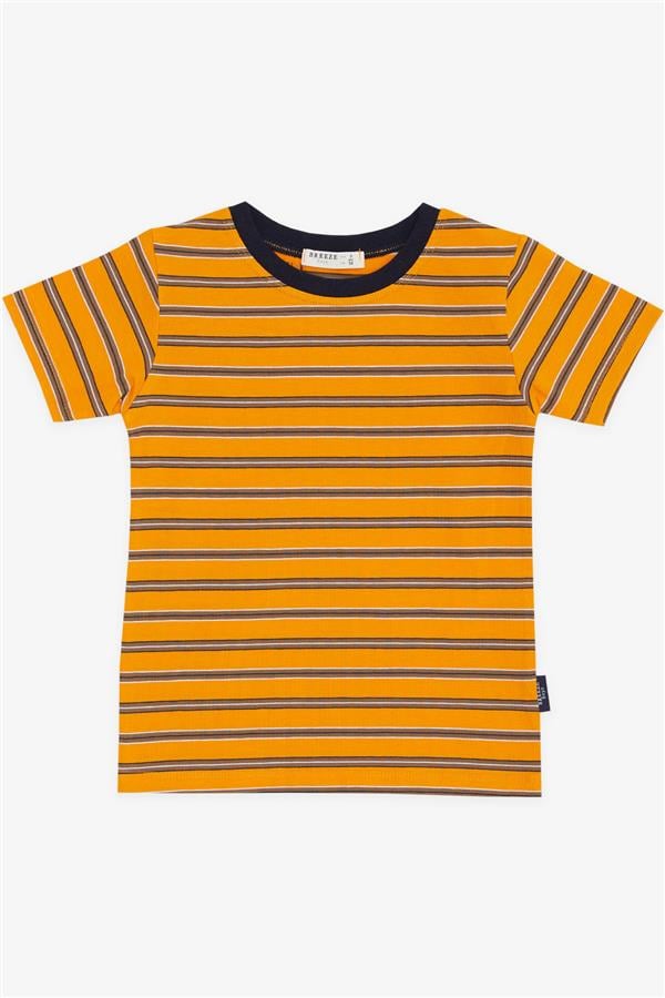 Boys' Striped T-Shirt Mustard Yellow (Ages 3)