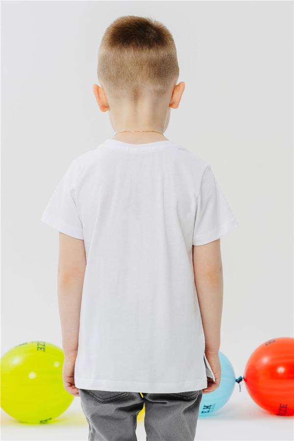 Boys' T-Shirt with Cool Text, Patch, and Pockets, White (Ages 1.5-4)