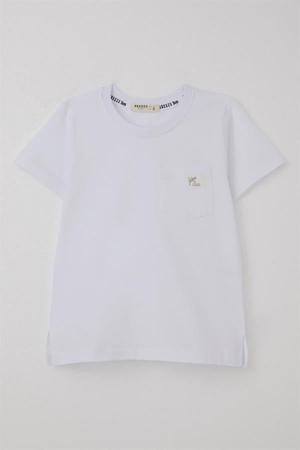 Boys' T-Shirt with Cool Text, Patch, and Pockets, White (Ages 1.5-4)