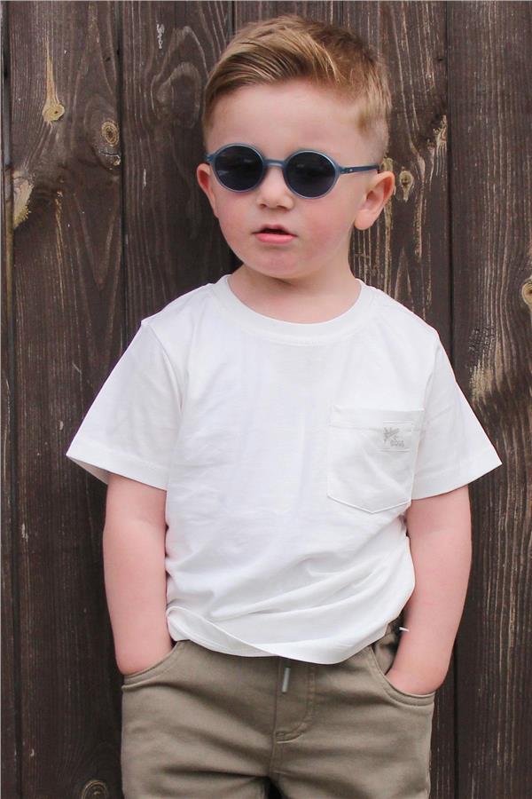 Boys' T-Shirt with Cool Text, Patch, and Pockets, White (Ages 1.5-4)