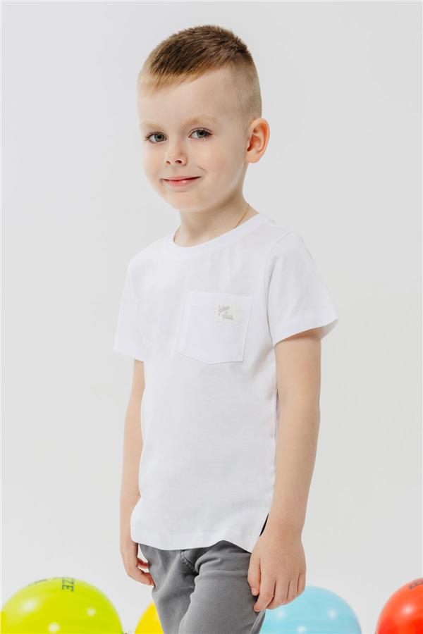 Boys' T-Shirt with Cool Text, Patch, and Pockets, White (Ages 1.5-4)