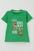 Boys' T-Shirt with Strong Dinosaur Print, Green (1.5-5 Years)
