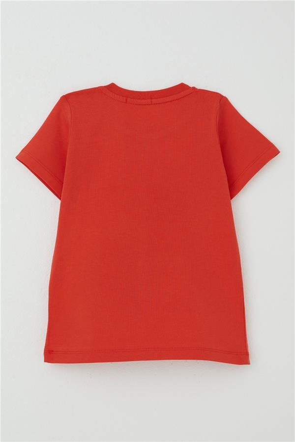 Boys' T-Shirt with Strong Dinosaur Print, Pomegranate Blossom (1.5-5 Years)