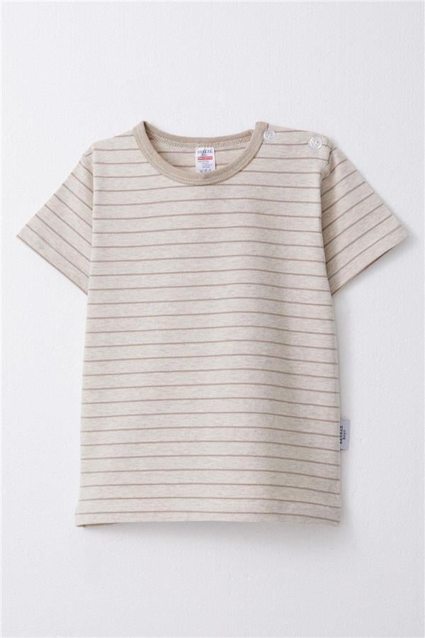 Baby Boy T-Shirt, Striped, Beige Melange (1-1.5 Years)