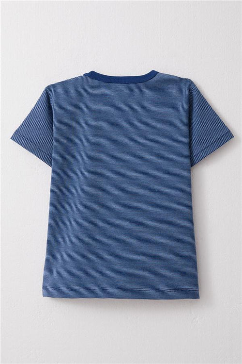 Baby Boy T-Shirt, Striped Dark Blue (1-2 Years)