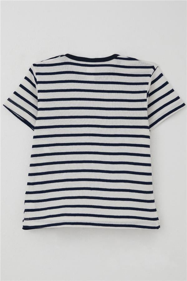 Boys' T-Shirt, Striped, White (Ages 1-4)