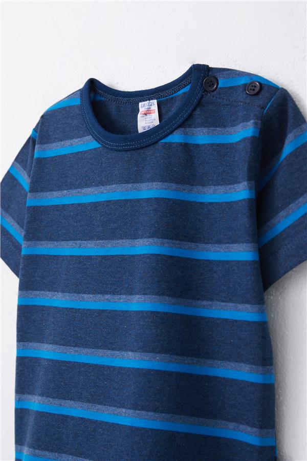 Baby Boy T-Shirt, Striped Navy Melange (1-2 Years)