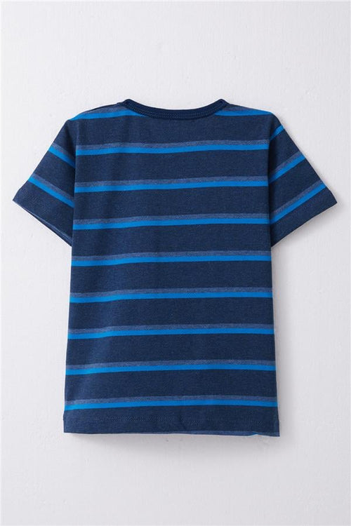 Baby Boy T-Shirt, Striped Navy Melange (1-2 Years)