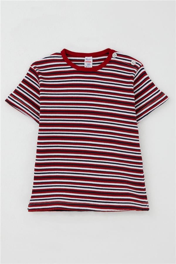 Boys' Striped T-Shirt, Red (Ages 1-4)
