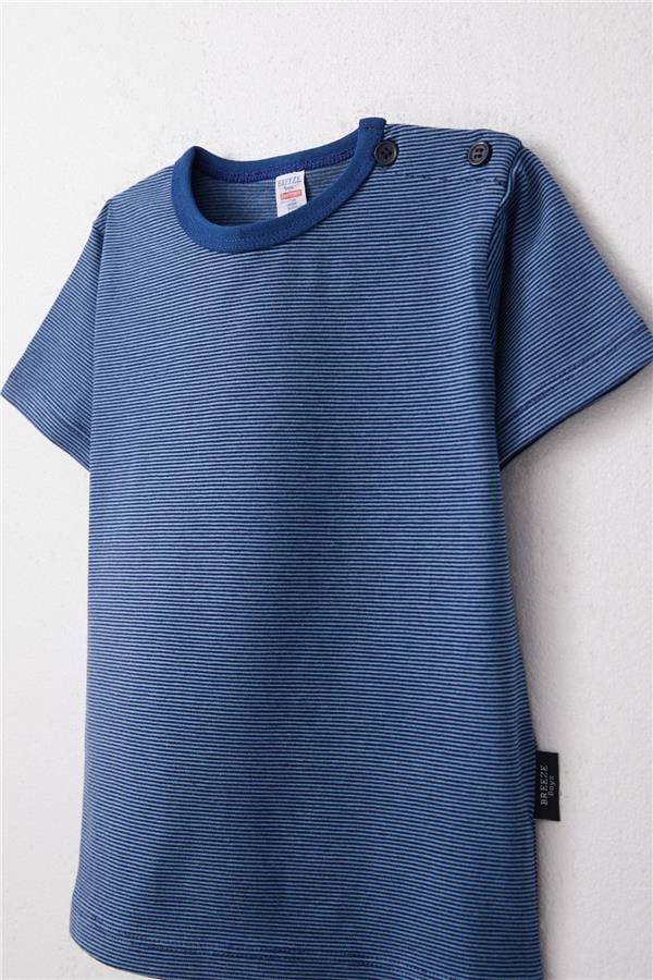Baby Boy T-Shirt, Striped Dark Blue (1-2 Years)