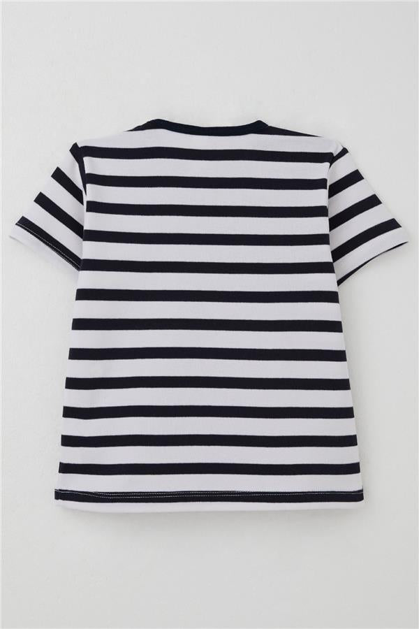 Boys' Striped T-Shirt, Off-White (Ages 1-4)