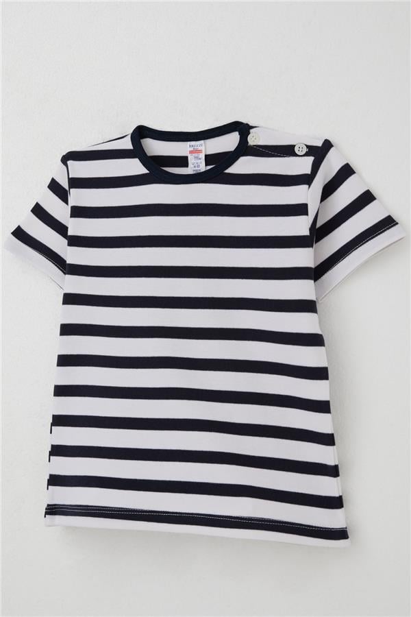 Boys' Striped T-Shirt, Off-White (Ages 1-4)