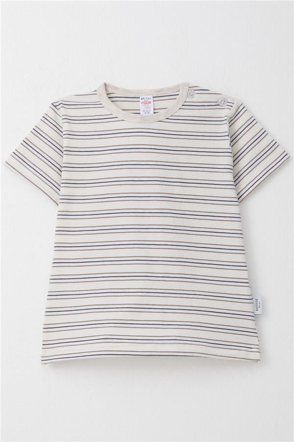 Baby Boy T-Shirt, Striped, Off-White (1-1.5 Years)