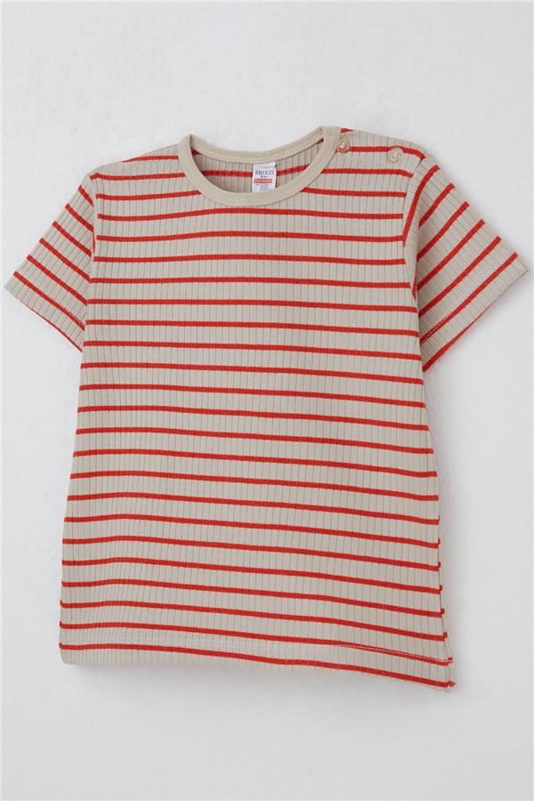 Boys' Striped T-Shirt, Beige (Ages 1-4)