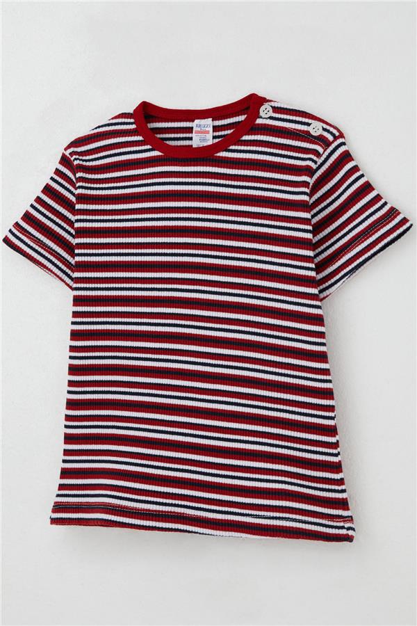 Boys' Striped T-Shirt, Red (Ages 1-4)