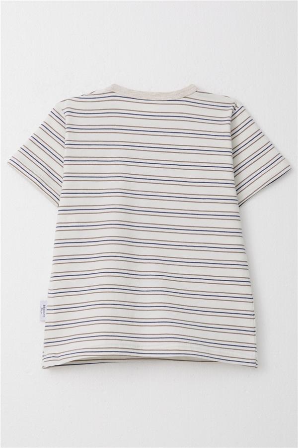 Baby Boy T-Shirt, Striped, Off-White (1-1.5 Years)