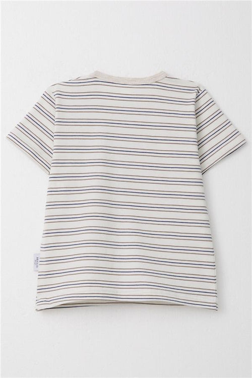 Baby Boy T-Shirt, Striped, Off-White (1-1.5 Years)