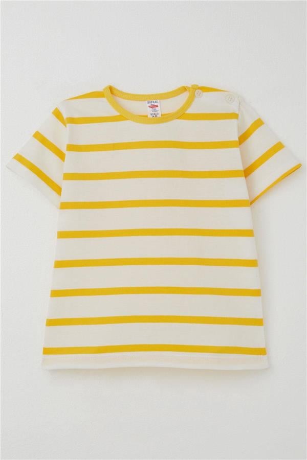 Boys' Striped T-Shirt, Off-White (Ages 1-3)