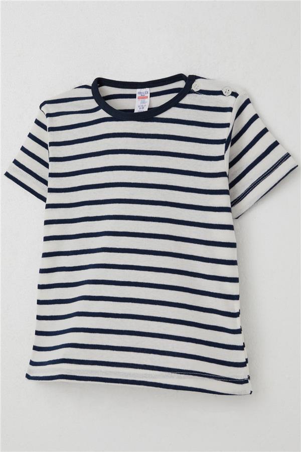 Boys' T-Shirt, Striped, White (Ages 1-4)