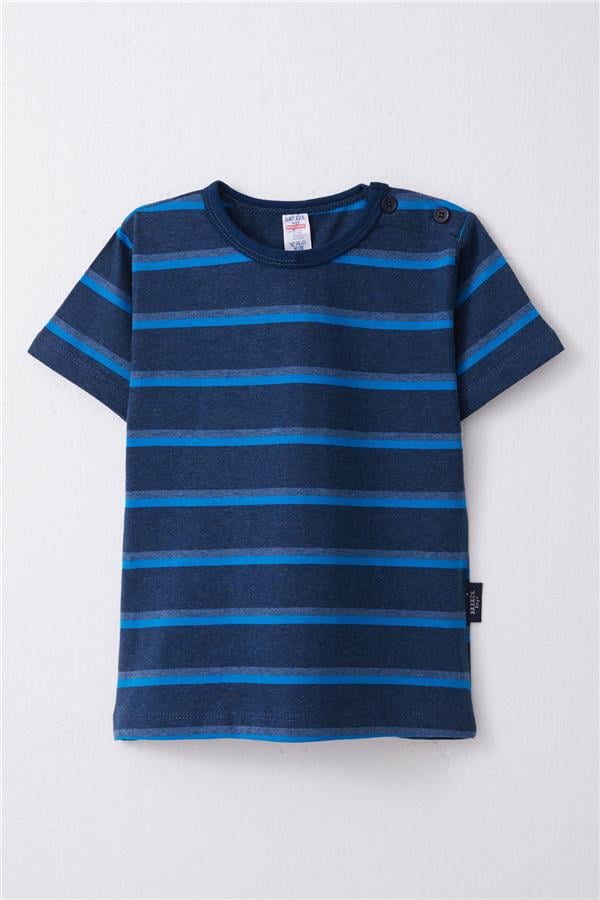 Baby Boy T-Shirt, Striped Navy Melange (1-2 Years)